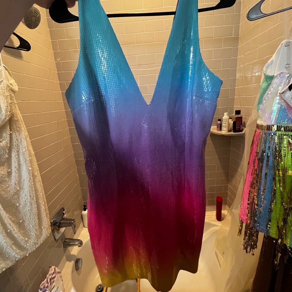 Rainbow sequin bodycon dress
